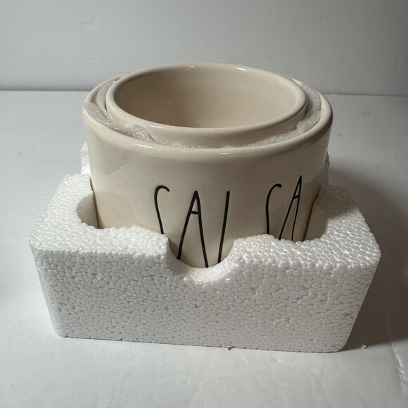 Rae Dunn Artisan Collection By Magenta Guac And Salsa Bowl Set W/ Bamboo Spoons - Picture 3 of 6